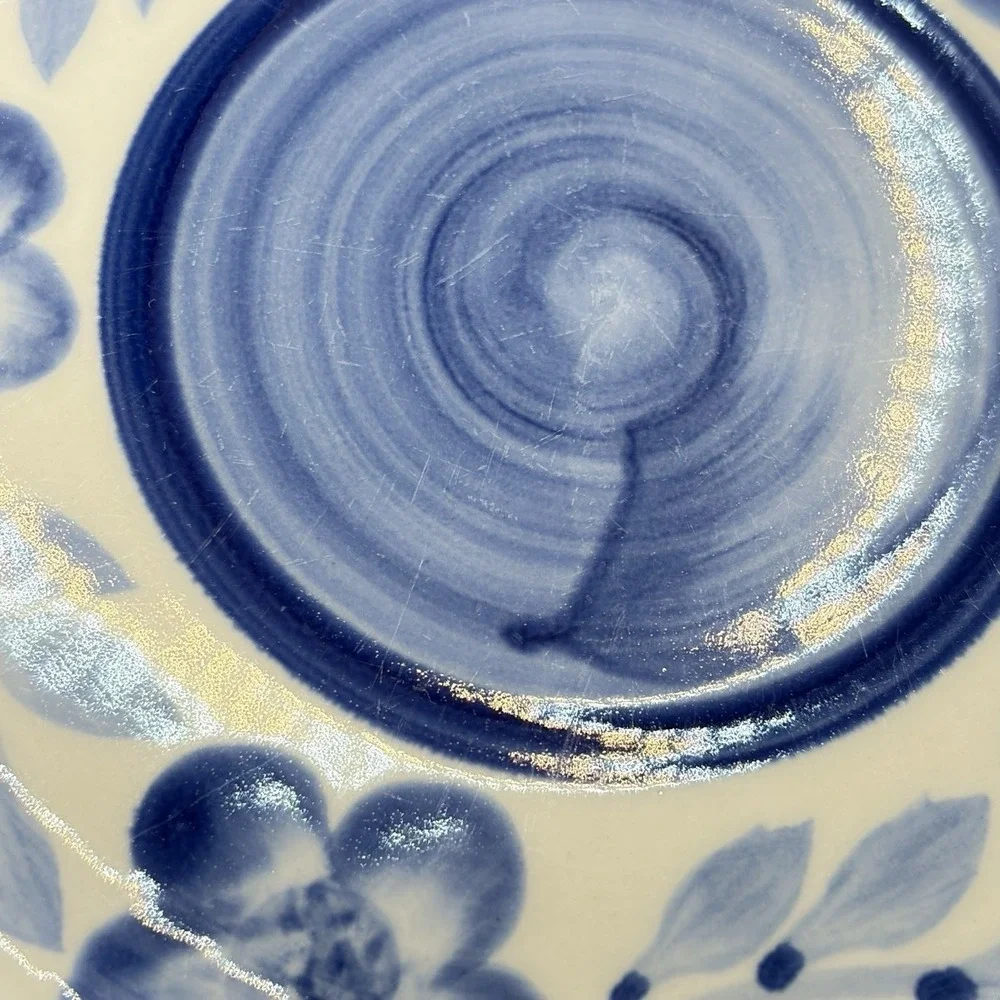 Gibson Houseware Blue Floral Ceramic Salad/Dessert‎ Plates Set of 2 Vintage